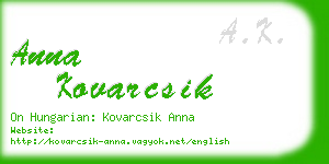 anna kovarcsik business card